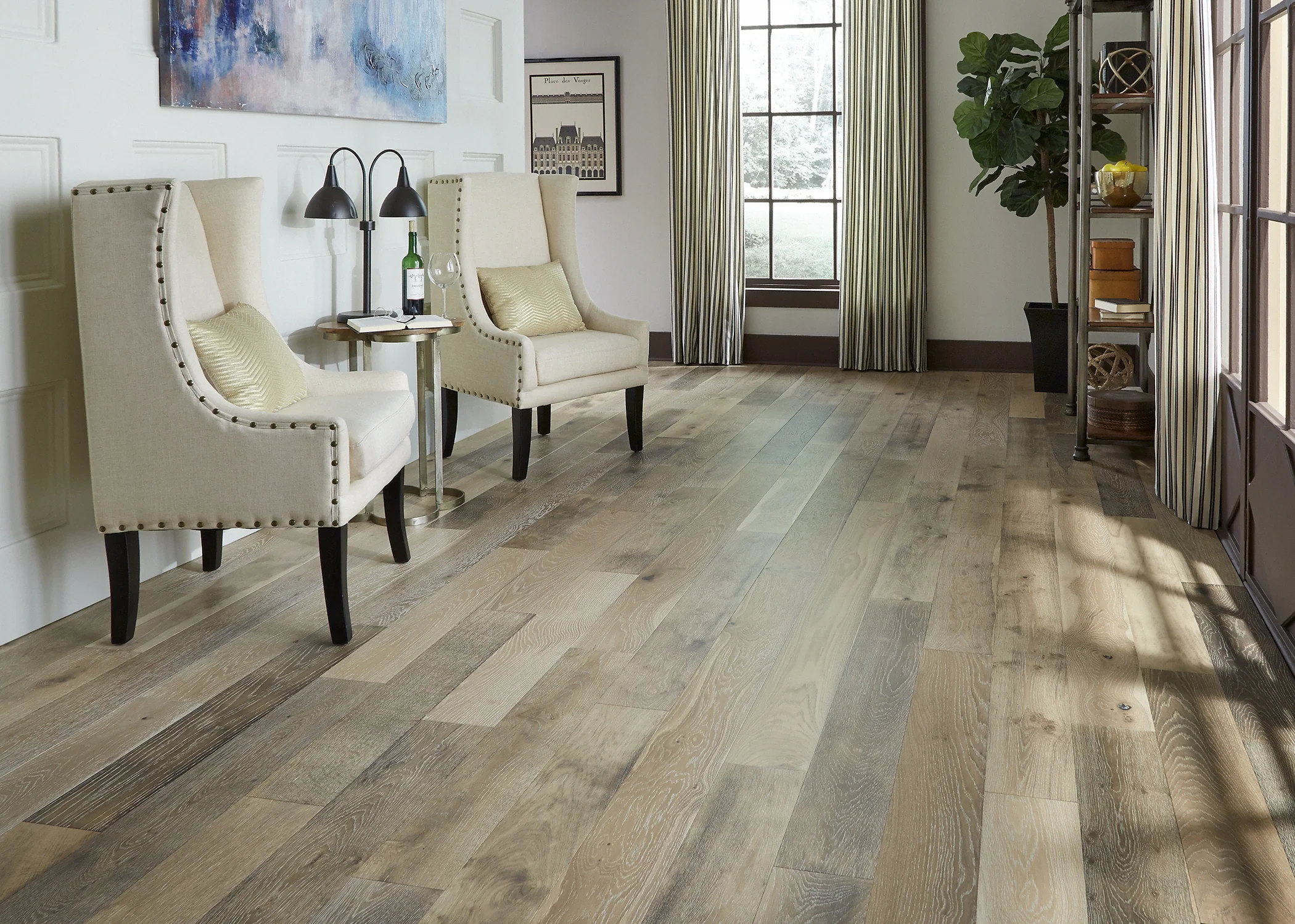 3/8 in. Vintage French Oak Distressed Engineered Hardwood Flooring - Sample - Image 2