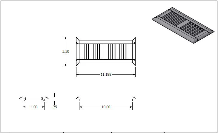4" x 10" Red Oak Drop In Grill - Image 2