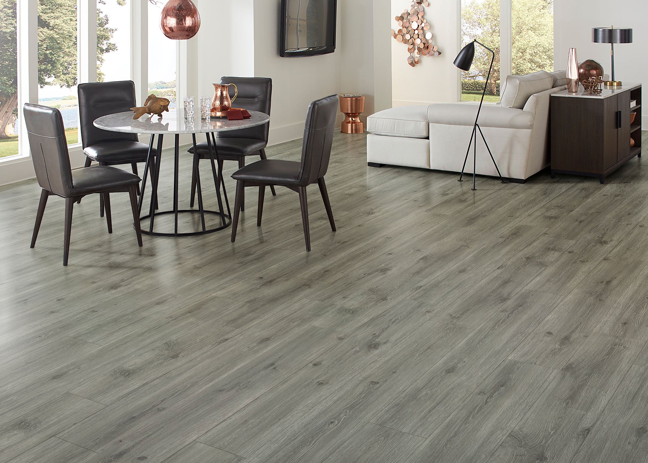 4mm w/pad Laguna Gray Oak Waterproof Rigid Vinyl Plank Flooring - Sample - Image 2