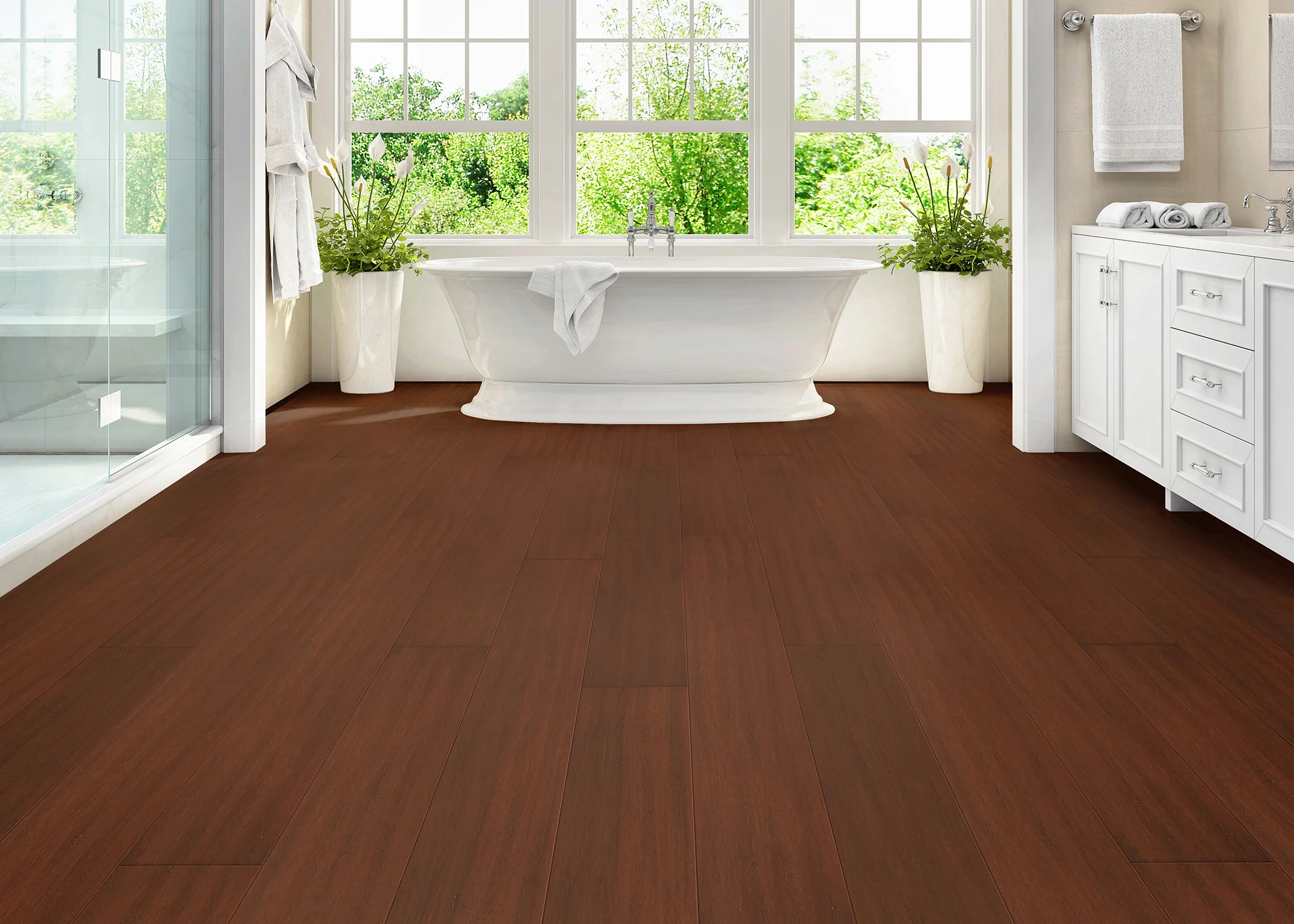 7mm w/pad Toasted Caramel Distressed Water-Resistant Strand Engineered Bamboo Flooring 7.5 in Wide - As-Is - Stack Out - 291.98 Sq. Ft. - Image 2