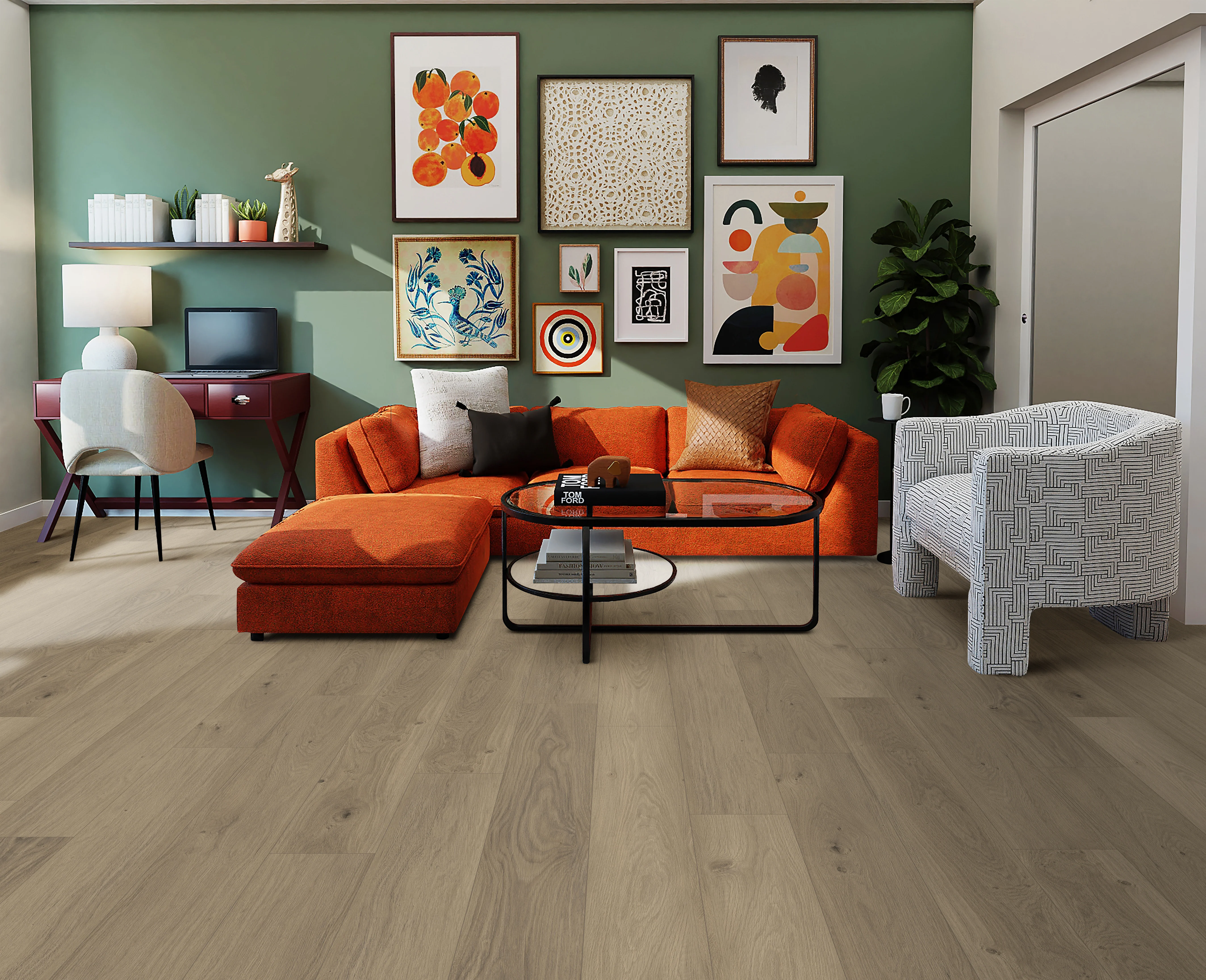 8mm w/pad Coastal Dawn Oak Waterproof WPC Vinyl Plank Flooring 6 in. Wide x 48 in. Long - Image 2