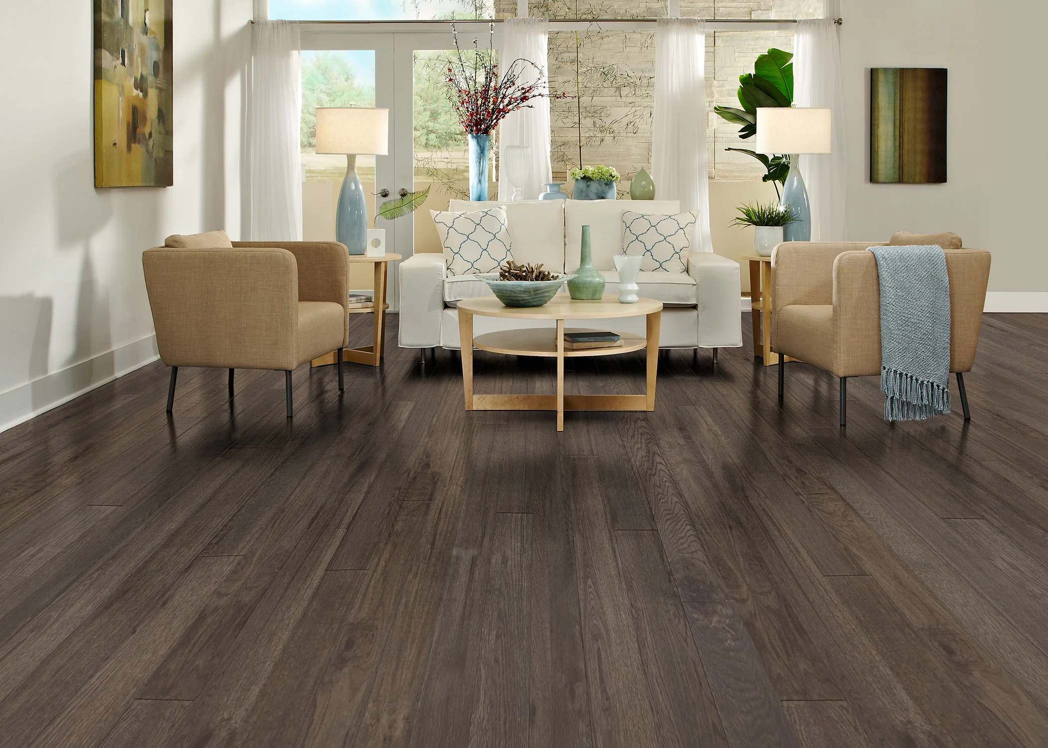 3/8 in. Tawny Brown White Oak Engineered Hardwood Flooring 5 in. Wide - Image 2