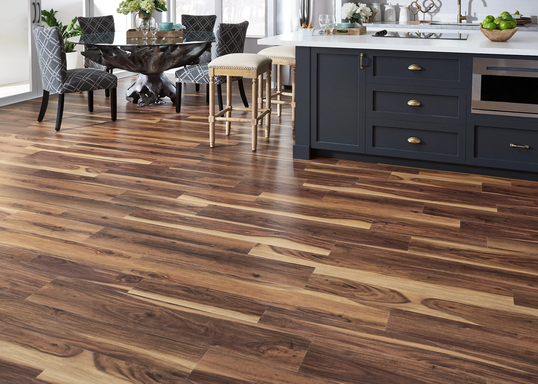 8mm x 5", 6", 7" Tobacco Road Acacia Waterproof Rigid Vinyl Plank Flooring Multi-Width and Length - Image 2