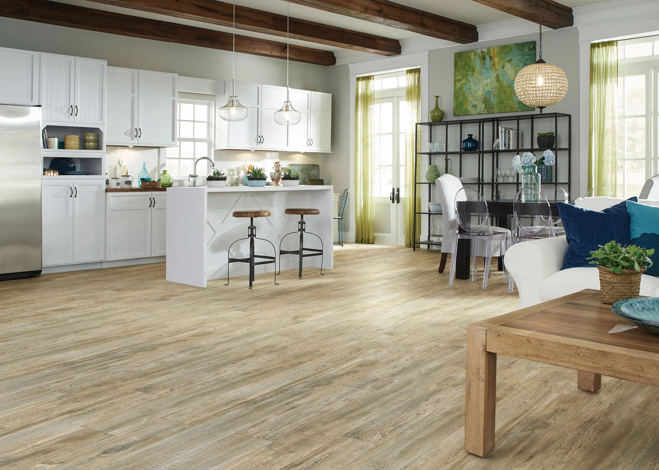 8mm w/pad Wagon Wheel Oak Waterproof Rigid Vinyl Plank Flooring 7.13 in. Wide x 60 in. - Image 2