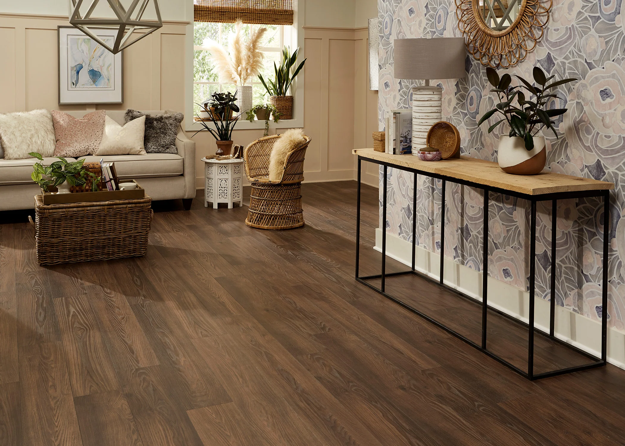 12mm Golden Chestnut w/pad Water-Resistant Laminate Flooring 7.48 in. Width x 50.6 in. Length - Image 2