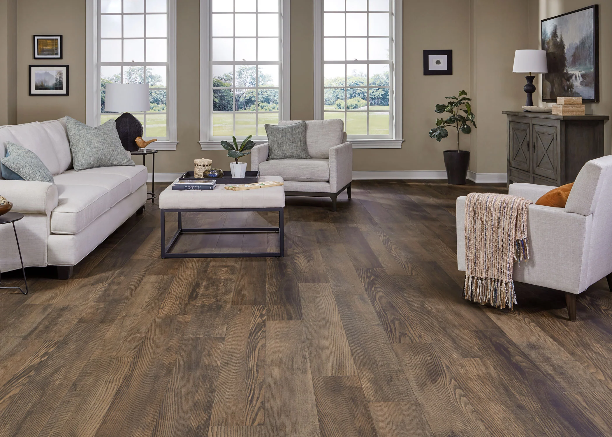 9mm w/pad Saddlebrook Springs Chestnut Water-Resistant Hybrid Resilient Flooring 7.56 in. W x 50.63 in. L - Image 2