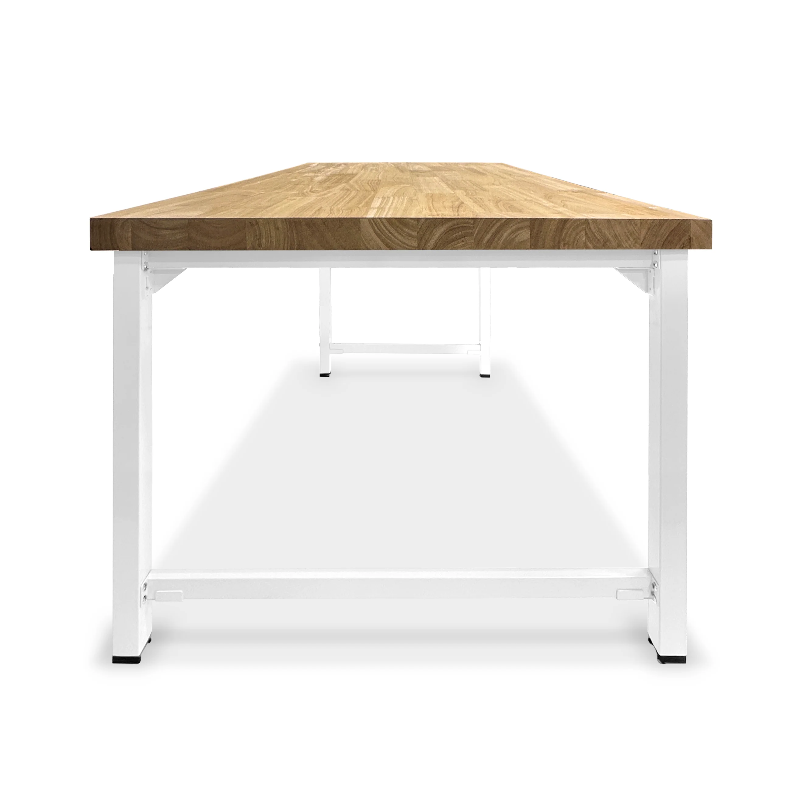 Hevea Unfinished Solid Wood Desktop with White Metal Frame Legs Combo - Image 2
