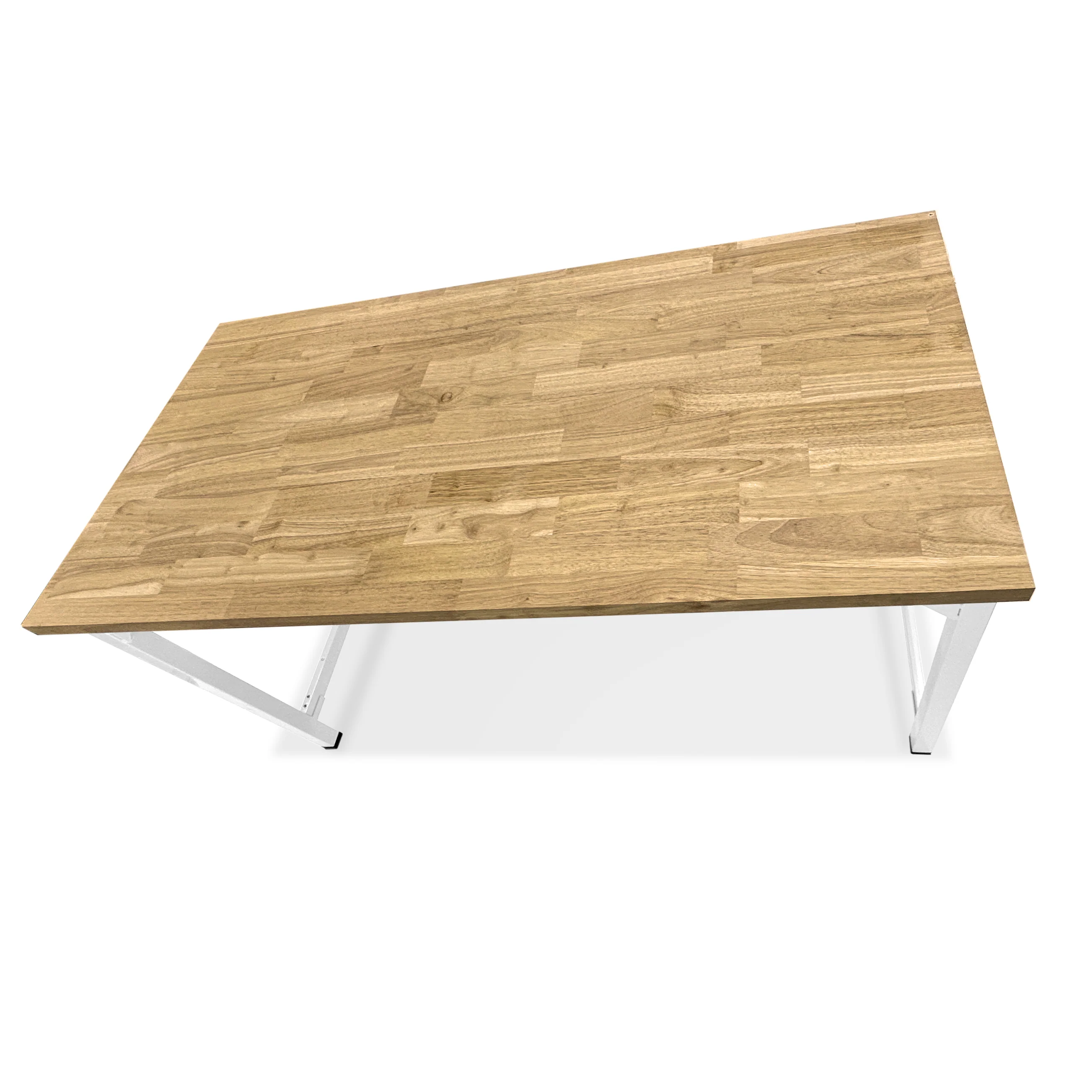 Hevea Unfinished Solid Wood Desktop with White Metal Frame Legs Combo - Image 4