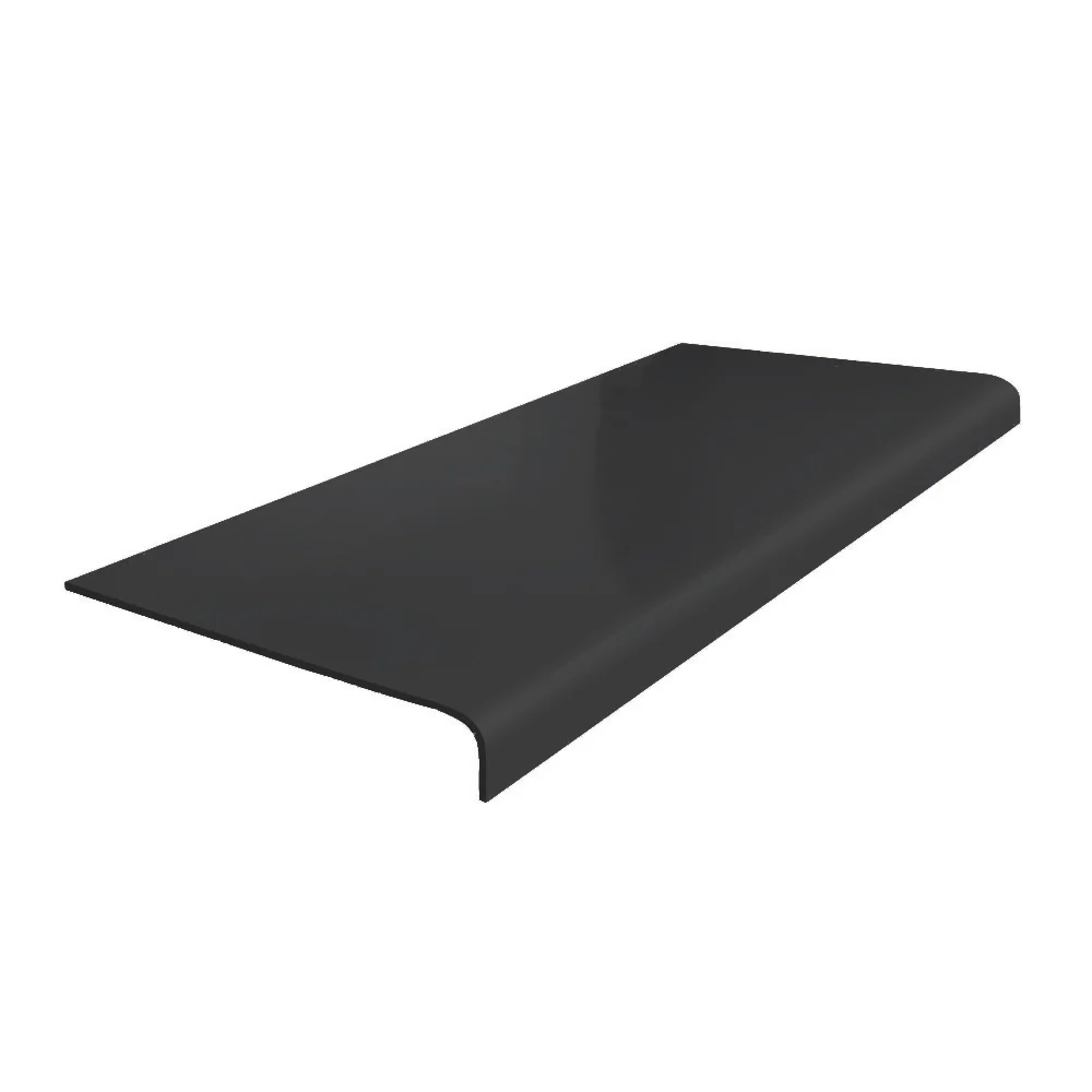 Rubber Light Duty Smooth Stair Tread Round Nose 12.63" x 48" Black