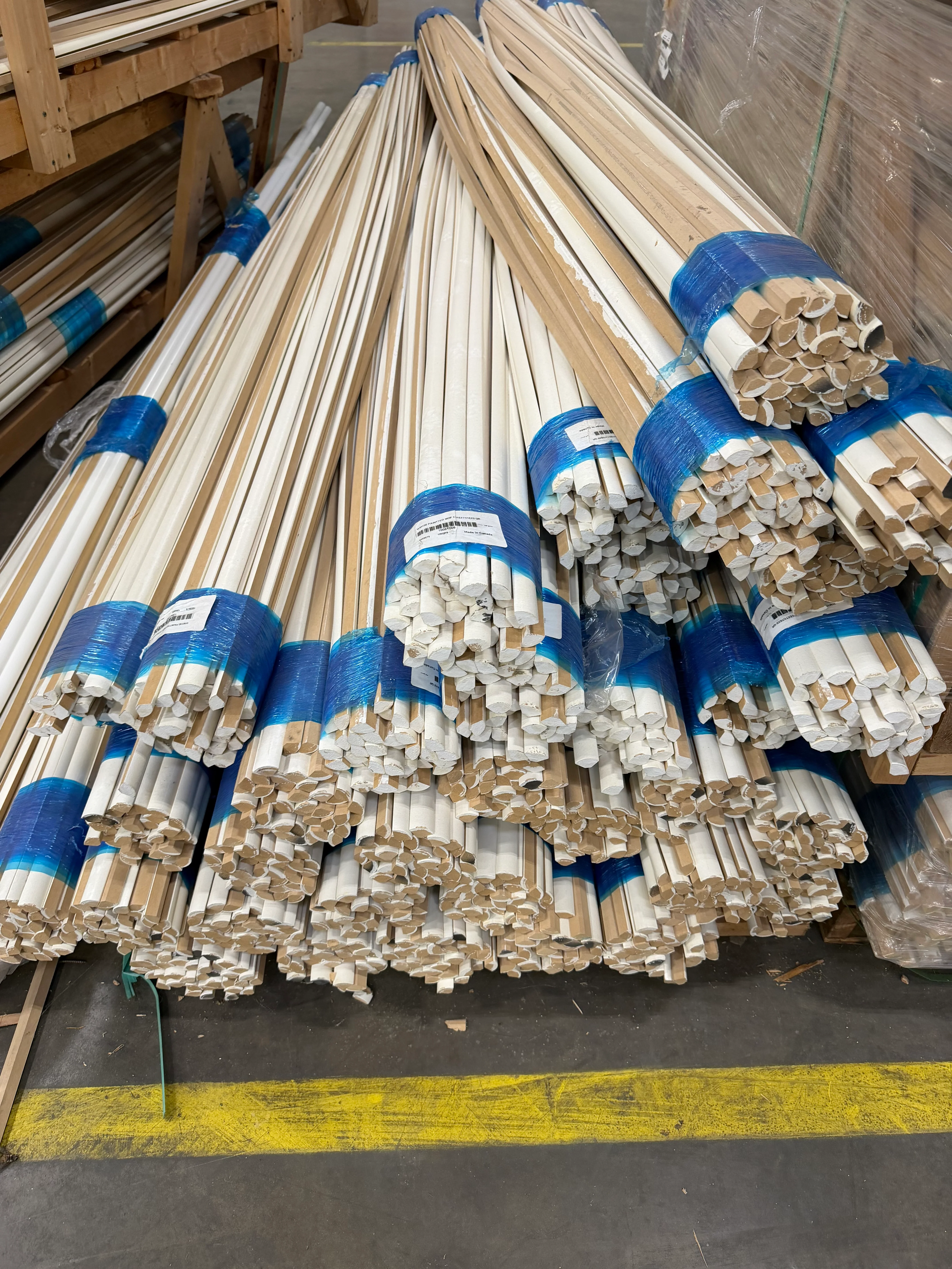 WM106 11/16 in. Thick x 11/16 in. Tall x 8 ft. Length MDF Painted White Quarter Round - As-Is - Stack Out - 960 Ln. Ft. - Image 3