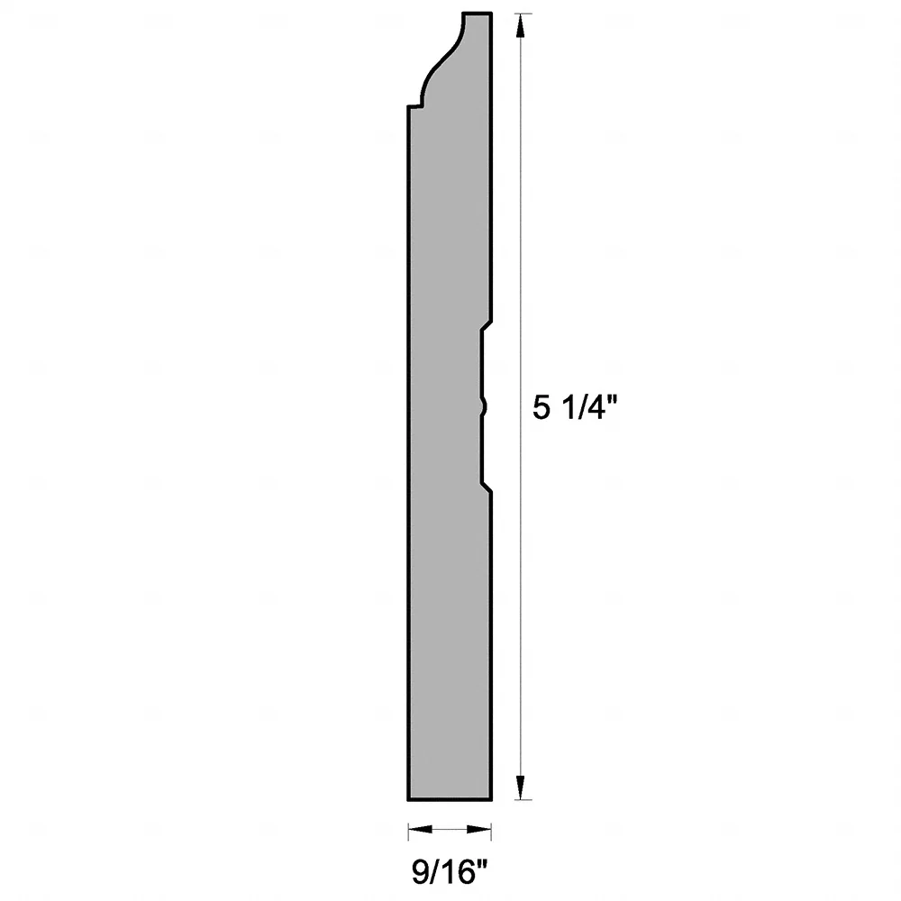 WM618 9/16 in. Thick x 5-1/4 in. Tall x 8 ft. Length Primed White Baseboard - Image 2
